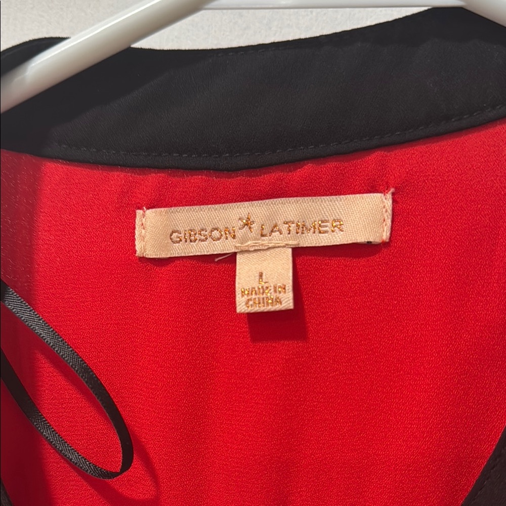 Women's Red Blouse with Black Trim - Picture 2 of 6